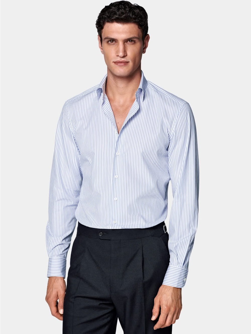 White striped classic collar shirt - size EU 40 or 15 3/4